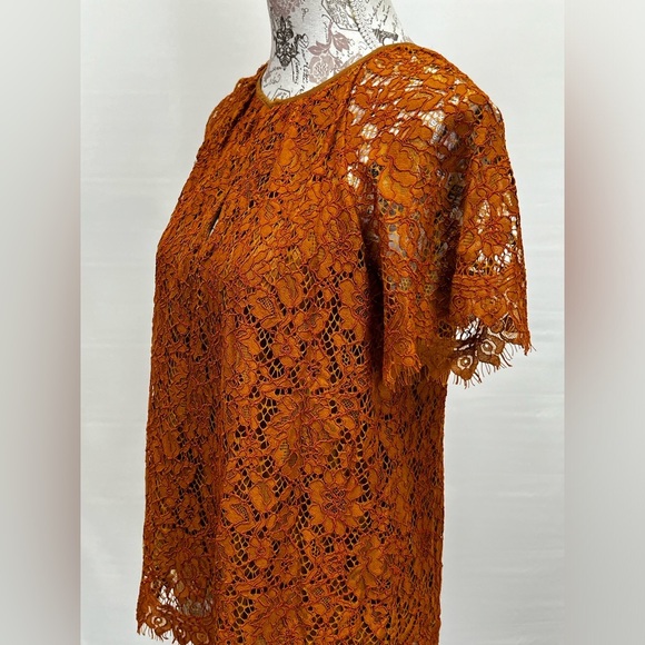 J. CREW Ochre lace flutter sleeve top size XS. - Picture 3 of 13